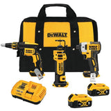 DeWalt DCK301P2 20V MAX XR Lithium-Ion Cordless Drywall Combo Kit (3-Tool) with Impact Driver, Drywall Screwgun & Cut-Out Tool