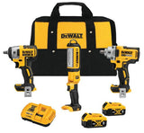 DeWalt DCK302P2 20V MAX XR Lithium-Ion Automotive Combo Kit (3-Tool) with 1/2 in. Impact Wrench, 3/8 in. Impact Wrench & LED Light