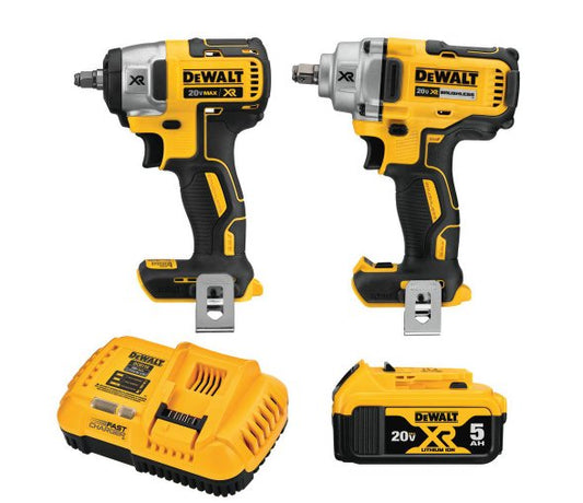 DeWalt DCK205P1 20V MAX XR Lithium-Ion Cordless Automotive Combo Kit (2-Tool) with 1/2 in. Impact Wrench & 3/8 in. Impact Wrench
