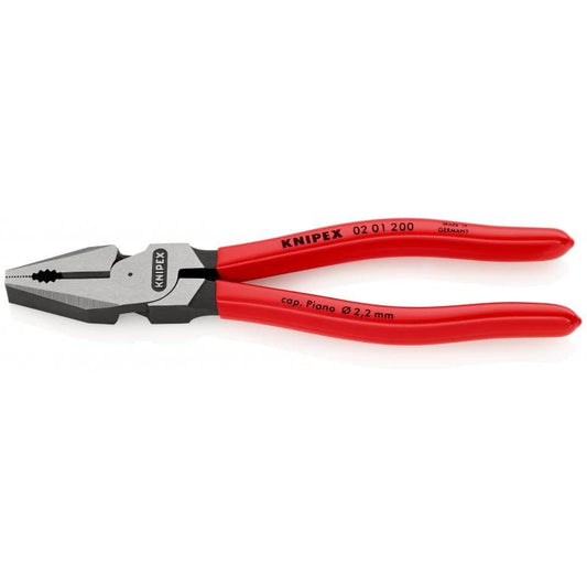 KNIPEX 02-01-200 8" High Leverage Combination Pliers - Plastic Grip