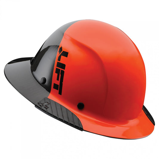 LIFT Safety HDF50C-19OC DAX 50-50 Carbon Fiber Full Brim Hard Hat - Ratchet Suspension - Orange/Black
