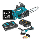 Makita 12" Battery Chain Saw Kit and Angle Grinder