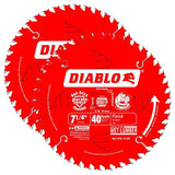 Diablo D0740PX 7-1/4" 40T Finish/Plywood 5/8" Arbor Saw Blade, Non-Stick Perma Shield Coating 2-Pack