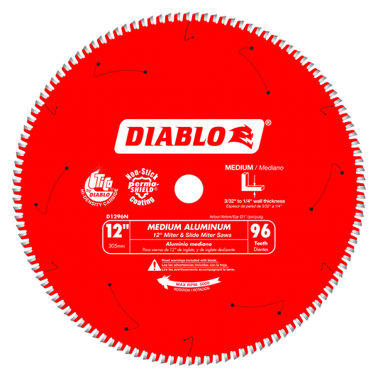 Diablo D1296N 12 in. X 96 Tooth
Medium Aluminum  Saw Blade