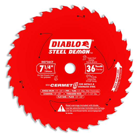 Diablo D0736CF 7-1/4 in. x 36?Tooth
Steel Demon Cermet II
 Saw Blade for Metal &
Stainless Steels