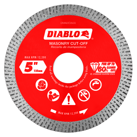 Diablo DMADC0500 5 in. Diamond Continuous Rim
Cut-Off Discs for Masonry