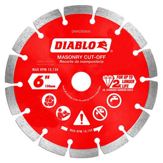 Diablo DMADS0600 6 in. Diamond Segmented
Cut-Off Discs for Masonry