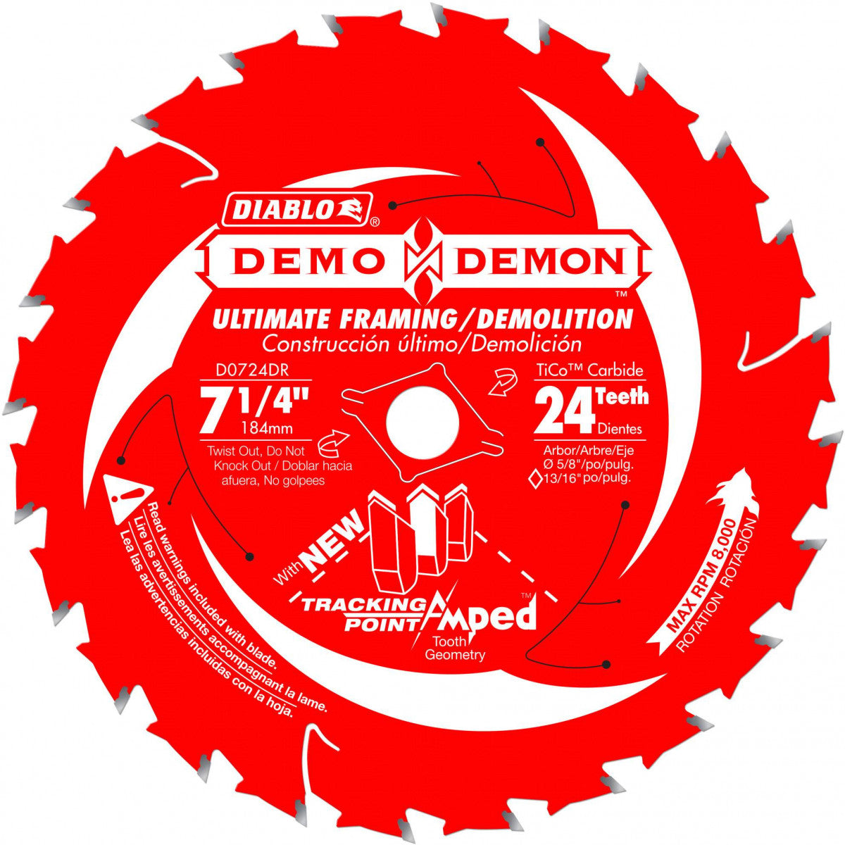 Diablo D0724DA 7-1/4" X 24 PYR Demo Demon Framing/Demolition Saw Blade