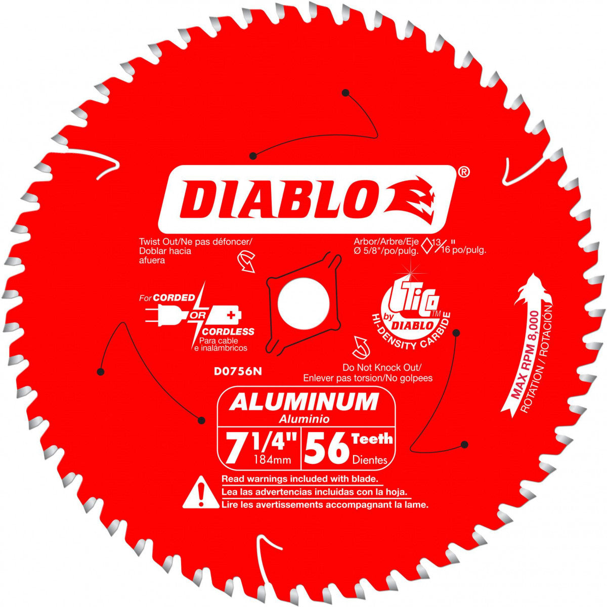 Diablo D0756N 7-1/4 In. X 56 Tooth Carbide Circular Saw Blade