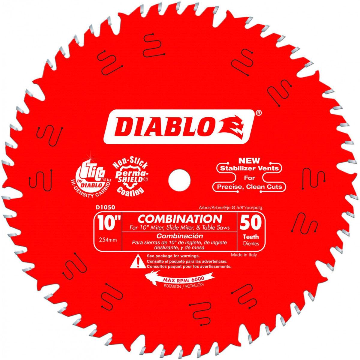 Diablo D1050X 10" X 50 Tooth Combination Circular Saw Blade