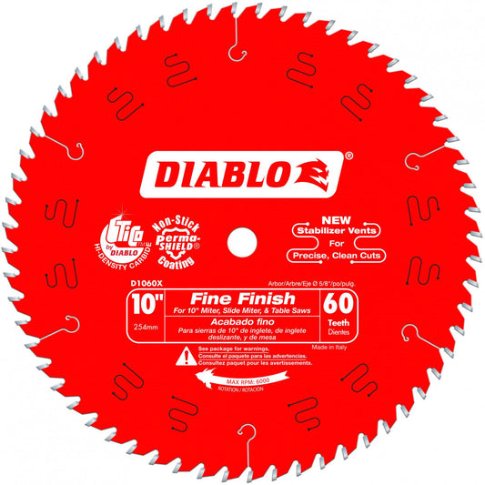 Diablo D1060X 10" X 60 Tooth Fine Finish Saw Blade