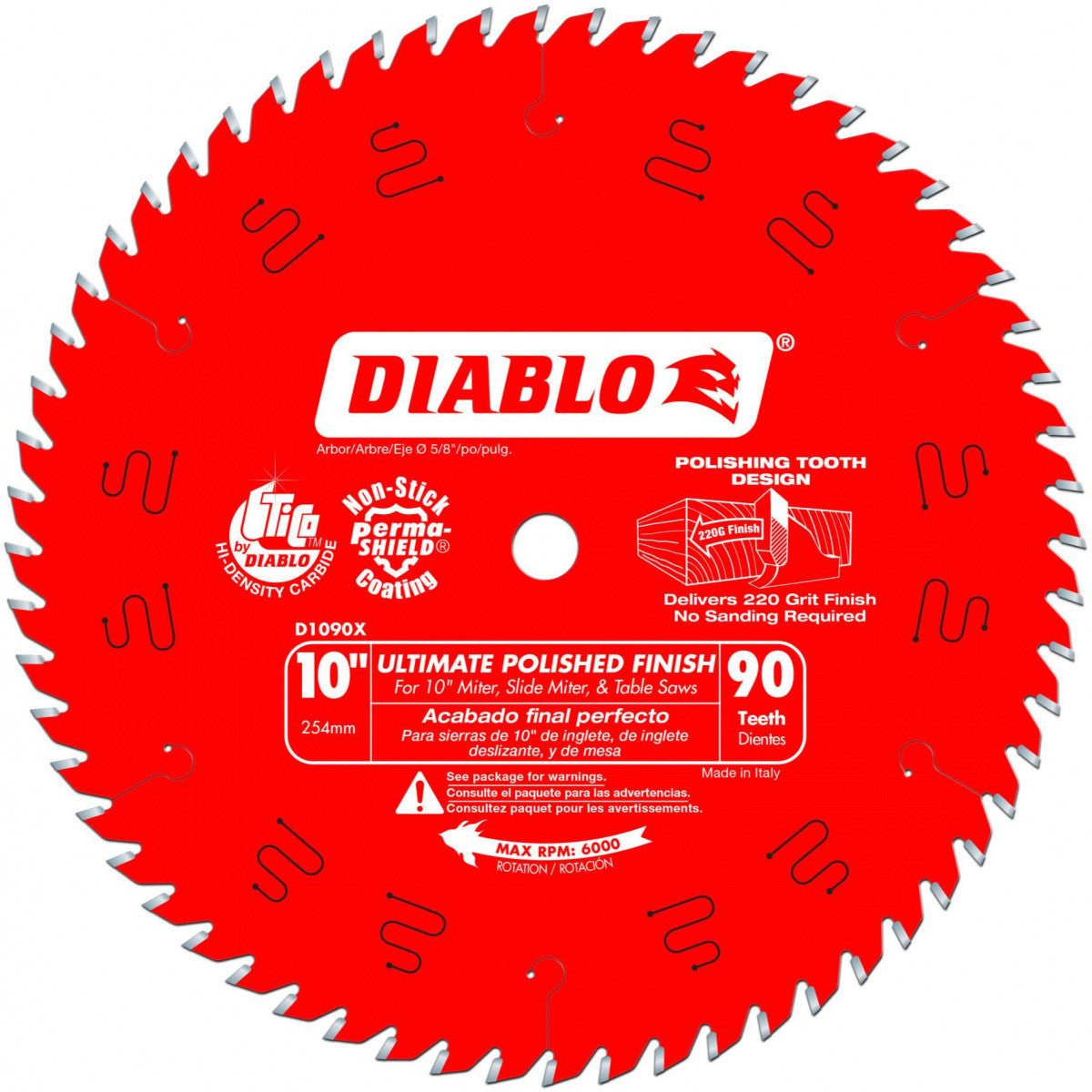 Diablo D1090X 10" X 90 Tooth Ultimate Flawless Finish Circular Saw Blade