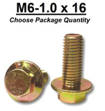 M6-1.0 x 16mm Grade 10.9 Hex Metric Flange Bolts Yellow Zinc Hardened