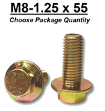 M8-1.25 x 55mm Grade 10.9 Hex Metric Flange Bolts Yellow Zinc Hardened