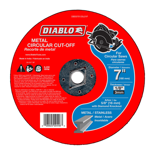 Diablo DBD070125L01F 7 in. Metal Circular
Cut Off Disc