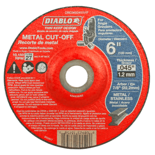 Diablo DBD060045701F 6 in. Type 27 Metal
Cut-Off Disc