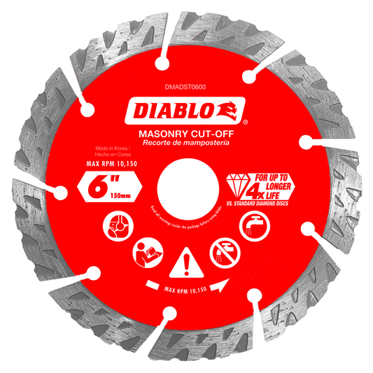 Diablo DMADST0600 6 in. Diamond Segmented Turbo
Cut-Off Discs for Masonry