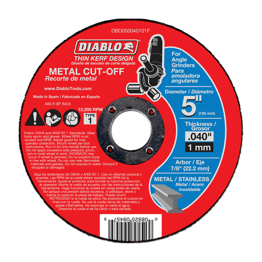 Diablo DBD050040101F 5 in. Metal Cut Off Disc -
Thin Kerf