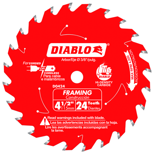 Diablo D0424X 4-1/2 in. x 24 Tooth Framing Trim  Saw Blade