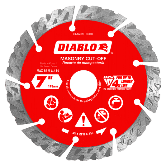 Diablo DMADST0700 7 in. Diamond Segmented
Cut-Off Discs for Masonry