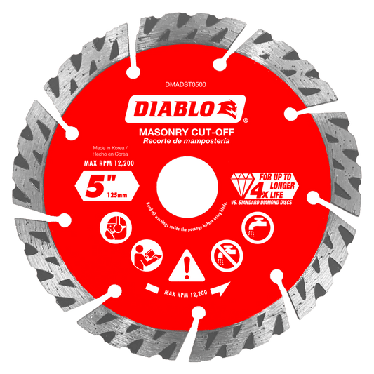 Diablo DMADST0500 5 in. Diamond Segmented Turbo
Cut-Off Discs for Masonry