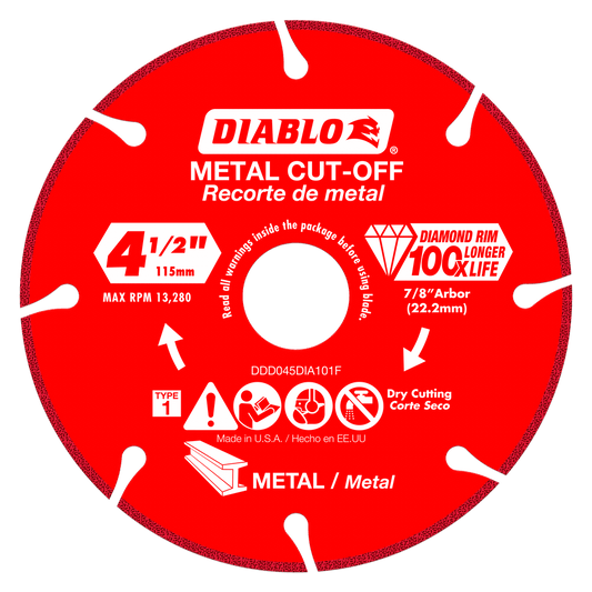 Diablo DDD045DIA101F 4-1/2 in. Diamond Metal
Cut-Off Blade