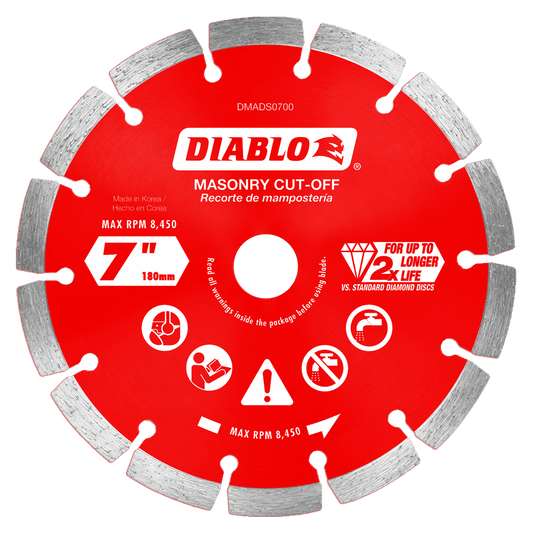 Diablo DMADS0700 7 in. Diamond Segmented
Cut-Off Discs for Masonry