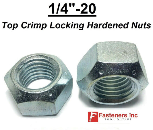 1/4"-20 All Metal Top CrimpIng Cone Lock Nut Grade 8 / C Zinc Plated