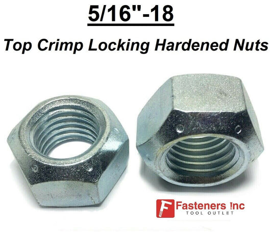 5/16"-18 All Metal Top CrimpIng Cone Lock Nut Grade 8 / C Zinc Plated