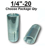 Drop-In 1/4" x 1" Concrete Expansion Anchor 3/8" Drill Zinc Plated 1/4"-20