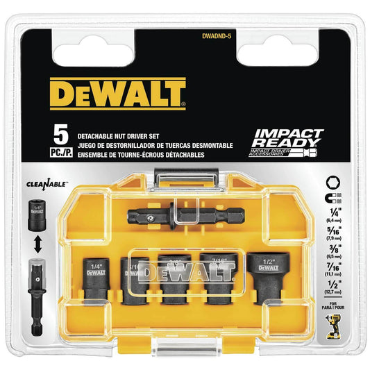 DeWalt DWADND-5 Impact Detachable Nut Driver Bit Set 5-Piece