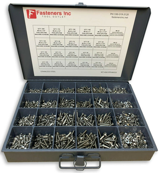 4,061 PCS Zinc Plated #6 #8 #10 Phillips Pan Head Machine Screw Assortment