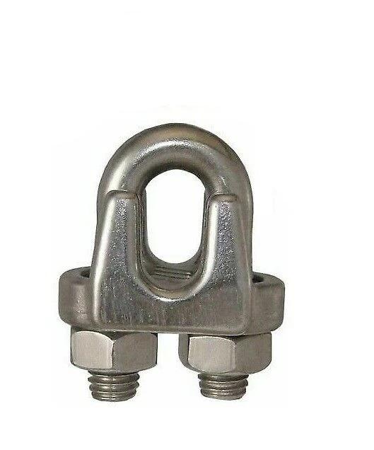 (QTY 10) 3/8" Stainless Steel Malleable Wire Rope Clips 316 Grade Stainless