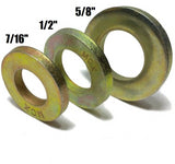 (Qty 50 EA) 7/16" + 1/2" + 5/8" Grade 8 Extra Thick SAE Flat Washers (150 TOTAL)