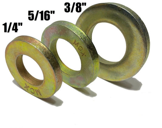 Qty 100 EA) 1/4" + 5/16" + 3/8" Grade 8 Extra Thick SAE Flat Washers (300 TOTAL)