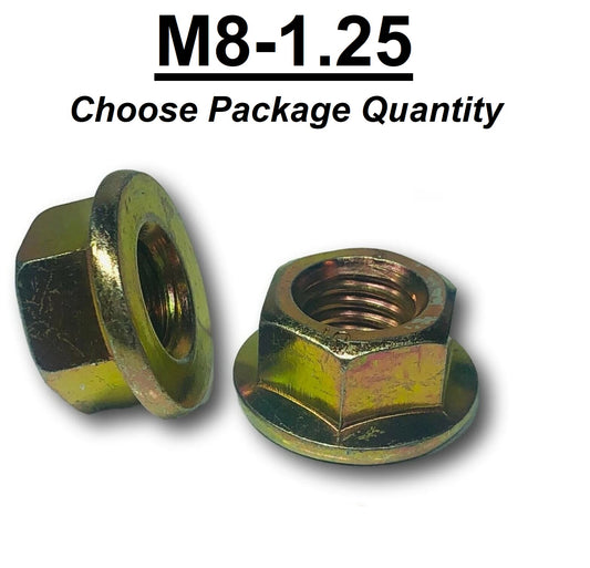 M8-1.25 Metric Hex Flange Nuts Class 10 (Grade 8) Zinc Yellow
