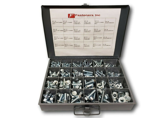 Grade 5 Serrated Flange Bolt & Flange Nut Assortment Kit - 410 Pieces!