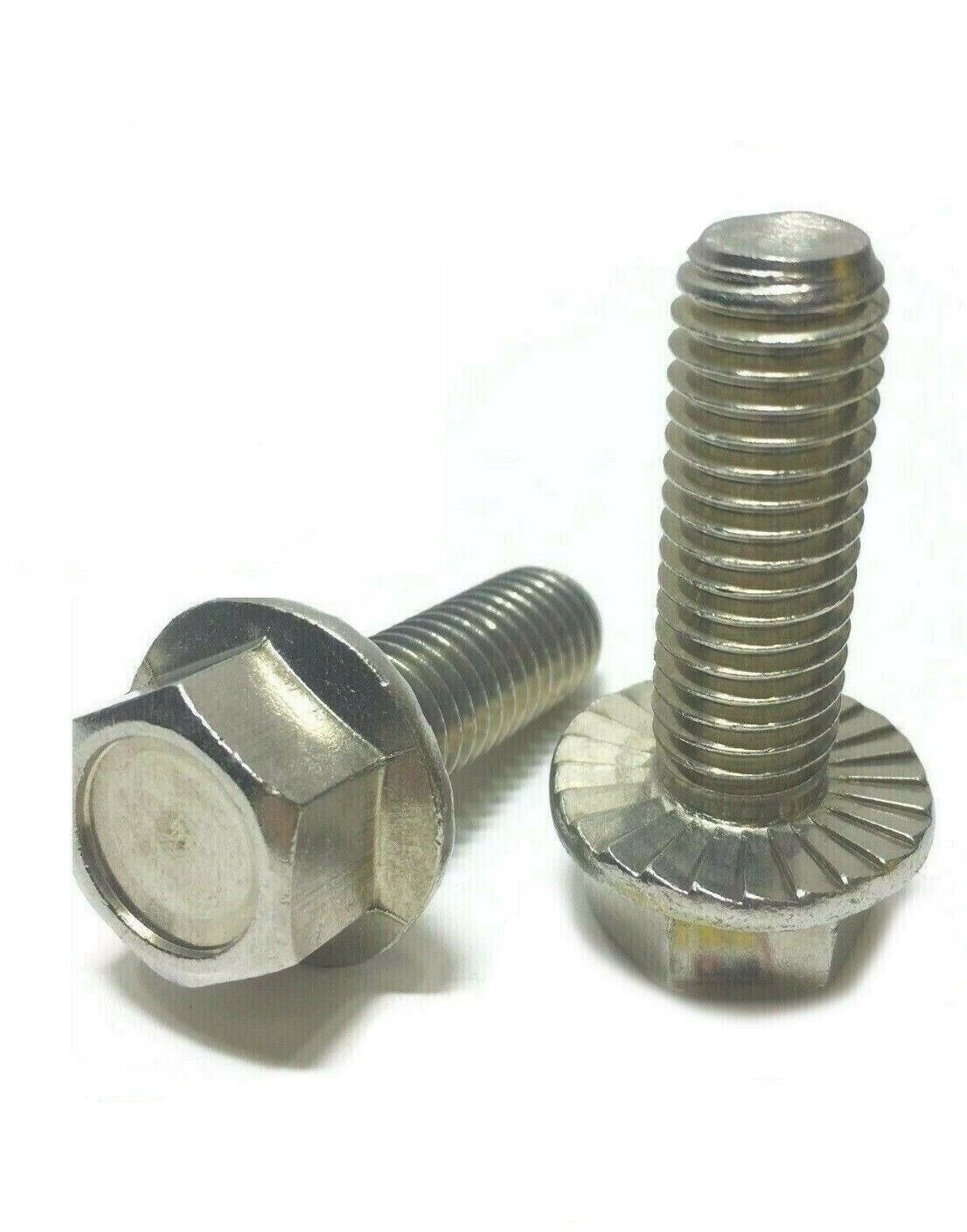 M6-1.0 x 40MM Stainless Steel Hex Cap Flange Bolt Serrated Metric