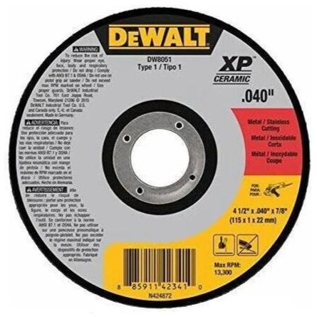 DeWalt DW8051 4-1/2" x 0.04" x 7/8" Metal StaInless Steel CuttIng Wheel