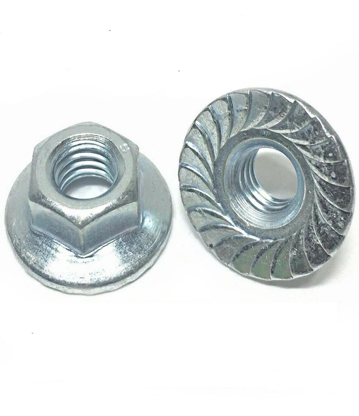 1/4"-20 Hex Flange Nut Large Flange with Serration Case Hard Zinc NC