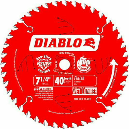 Diablo D0740A 7-1/4" x 40 Tooth Carbide Circular Saw Blade New