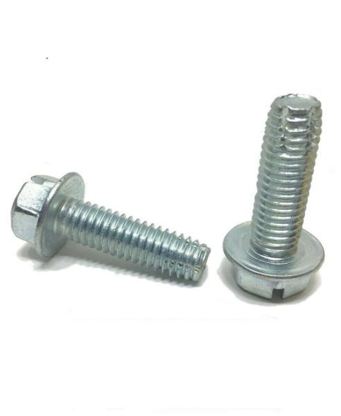 3/8"-16 x 1 1/4" Slotted Hex Bolt Thread Cutting Screw Zinc Plated Type F