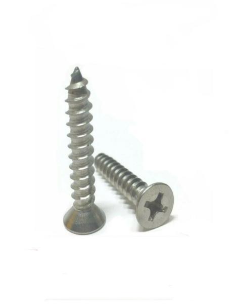 #12 x 1 1/4" Sheet Metal Screws Stainless Steel Phillips Flat Head