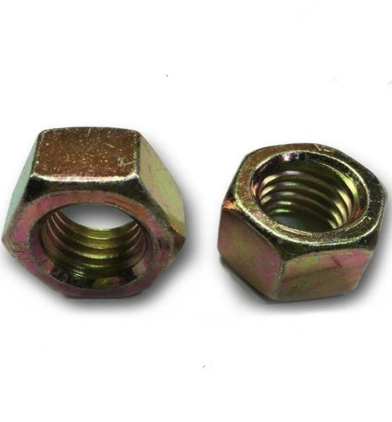 (Qty 25) 1"-8 Grade 8 Finish Hex Nuts Yellow Zinc Plated Hardened