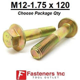 M12-1.75 x 120mm Grade 10.9 Hex Metric Flange Bolts Yellow Zinc Hardened