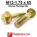 M12-1.75 x 65mm Grade 10.9 Hex Metric Flange Bolts Yellow Zinc Hardened