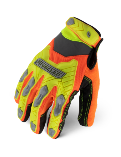 IronClad IEX-HZI Impact Touchscreen Hi-Viz Gloves Yellow Orange