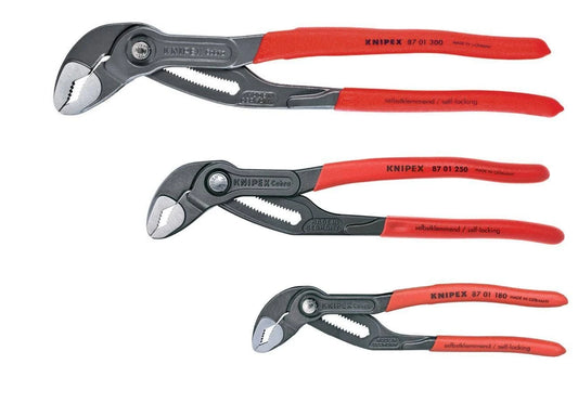KNIPEX 00 20 06 US1, Cobra Pliers 7, 10, and 12-Inch Set, 3-Piece