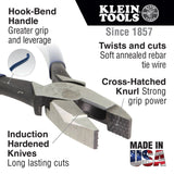 KLEIN D2000-9ST Ironworker's Pliers, Heavy-Duty Cutting, 9-Inch