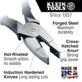 KLEIN 94155 American Legacy Lineman Pliers and Klein-Kurve® Wire Stripper / Cutter